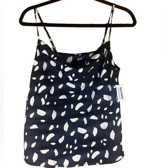 Old Navy Cowl-Neck Satin Black Multi Dot Cami Size Small NWT 🏳️ - Picture 7 of 7